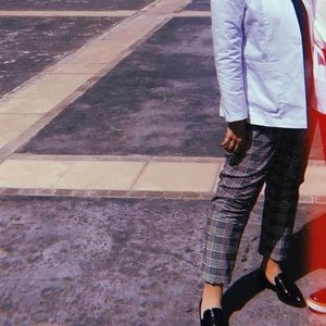 H and M square pattern formal pants high rise, size M